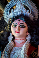 Clay idol of Goddess Devi Durga is in preparation for the upcoming Durga Puja festival at a pottery...