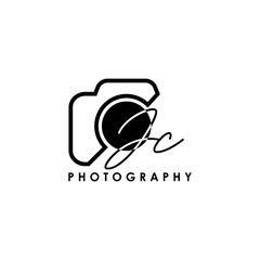 Initial Letter JC with camera. Logo photography simple luxury vector.