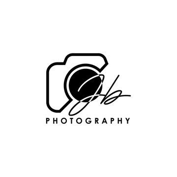 Initial Letter JB with camera. Logo photography simple luxury vector.