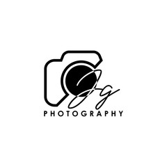 Initial Letter JG with camera. Logo photography simple luxury vector.