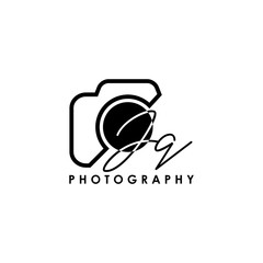 Initial Letter JQ with camera. Logo photography simple luxury vector.