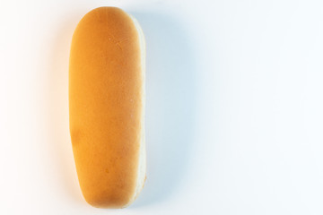 Hot dog bun or bread on isolated background. Bread. Top view. Close-up. Space for text.