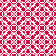 Red and beige abstract floral seamless pattern in oriental style. Vector texture