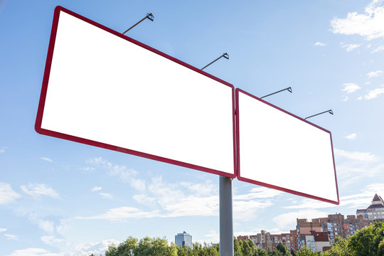 Two Blank Billboards On The Outskirts Of City