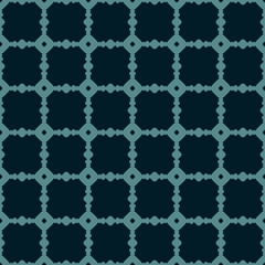 Vector black and turquoise geometric seamless pattern with square carved grid