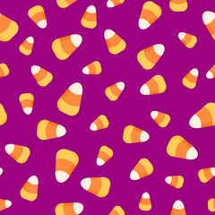 Halloween candies pattern. Funny vector seamless background with candy corn