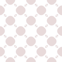Cute romantic seamless pattern with circles and small triangles. Pink and white