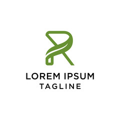 Letter R Leaf Initial Logo Design Template