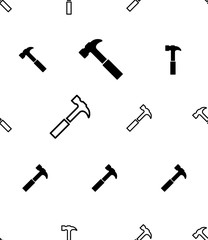 Hammer Icon Seamless Pattern, Tool Design Seamless Pattern