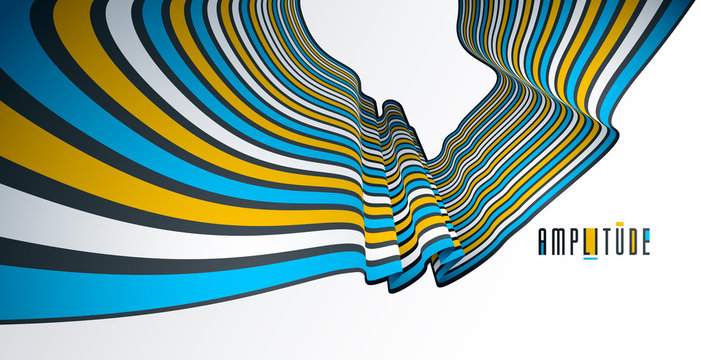 Abstract lines in 3D dimensional perspective abstract vector background, cool funky design layout, 70s retro template.