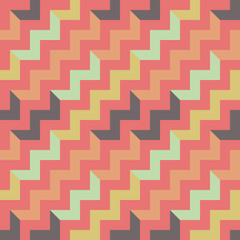 Colorful seamless pattern with zigzags. Low poly geometric background.
