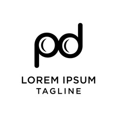 Initial Lowercase Letter Pd, Linked Outline Rounded Logo, With Eye Illustration.