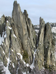 Fototapeta na wymiar Massive rock in the Ural mountains 