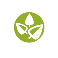 Green leaves simple graphic illustration. Phytotherapy metaphor, vector graphic emblem can be used in for use in alternative medicine, rehabilitation or pharmacology.