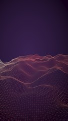 Abstract landscape background. Cyberspace purple grid. hi tech network. 3D illustration