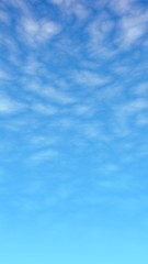 Blue sky background with white clouds. Cumulus white clouds in the clear blue sky in the morning. 3D illustration
