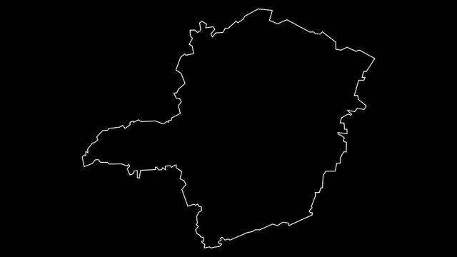Minas Gerais Brazil federal state map outline animation