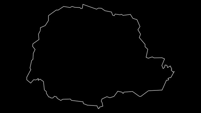 Parana Brazil federal state map outline animation
