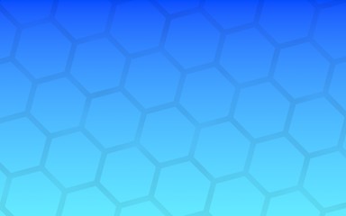 Translucent honeycomb on a gradient blue sky background. Perspective view on polygon look like honeycomb. Isometric geometry. 3D illustration