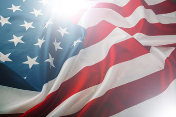 Flag of the United States of America closeup. Symbol of freedom and democracy. Independence day....