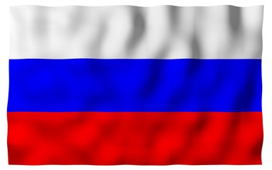 Waving flag of the Russian Federation. The National. State symbol of the Russia. 3D illustration