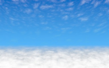 Blue sky background with white clouds. Cumulus white clouds in the clear blue sky in the morning. 3D illustration