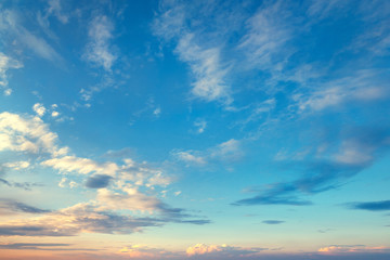 Naklejka na ściany i meble Clouds in the sky. Landscape image of the sky and clouds at sunset in the evening.