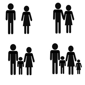 isolated figures icons, family set of pictograms
