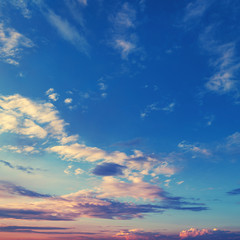 Sky with clouds. Landscape image of the sky at sunset in the evening.