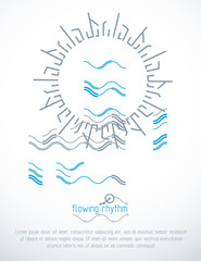 Abstract wavy lines rhythm pattern for use in graphic and web design. Vector technology flyer template.
