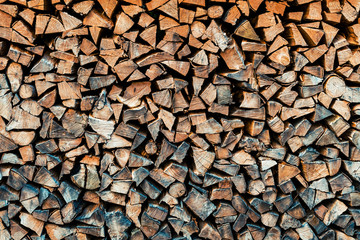 Chopped firewood logs as background