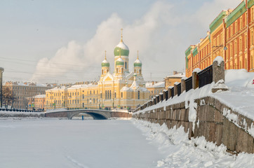 Mogilevsky bridge and Isidorovskaya church in Saint Petersburg.