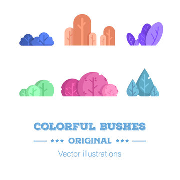 Ensemble de buissons en flat design