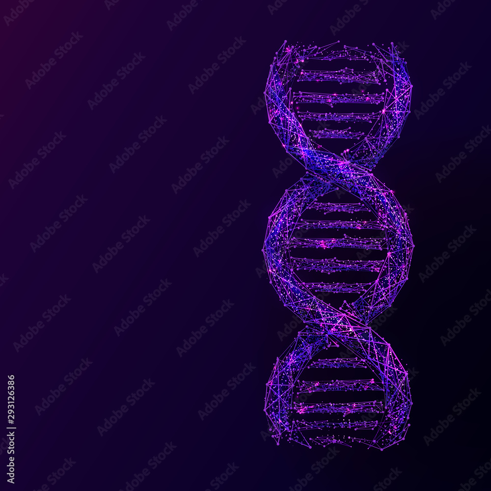 Leinwandbilder dna link. science technological concept. polygonal abstract health illustration. low poly purple vec