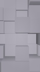 Abstract gray elegant cube geometric background. Chaotically advanced rectangular bars. 3D Rendering, 3D illustration