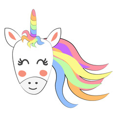 Cute unicorn isolated head. Scandinavian style art, modern design. Decor elements