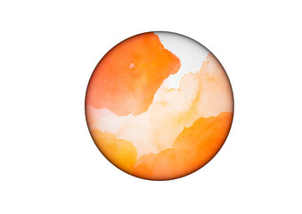 watercolor strokes on a white background.The template for the logo and design.Round watercolor background