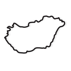 black outline of Hungary map- vector illustration