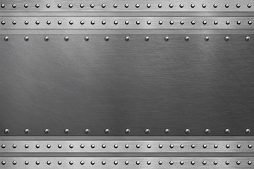 Metal plate with rivets steel background - 293129333