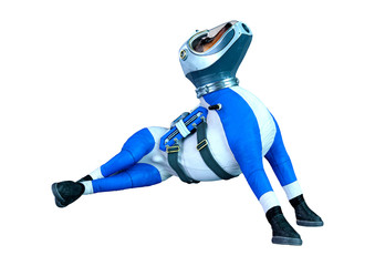 3D Rendering Astronaut Dog on White