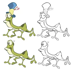 Fototapeten Vektor-Illustration eines niedlichen Cartoon-Charakters Niedlicher grüner Frosch für Sie Design und Computerspiel. Malbuch © liusa