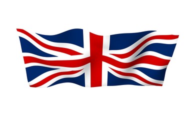 Waving flag of the Great Britain. British flag. United Kingdom of Great Britain and Northern Ireland. State symbol of the UK. 3D illustration