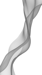 Abstract gray wave. Raster air background. Bright gray ribbon on white background. Gray scarf. Abstract gray smoke. 3D illustration