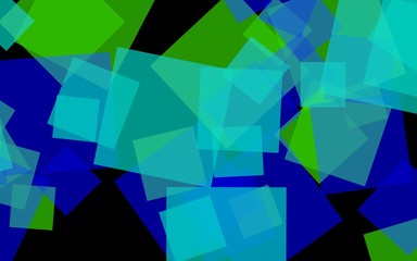 Multicolored translucent squares on dark background. 3D illustration