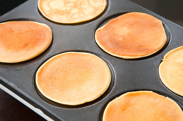 Juicy pancakes close-up