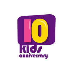 10 Years Kids Anniversary Vector Template Design Illustration