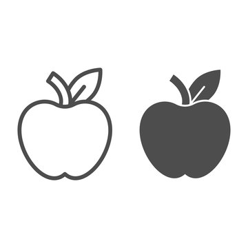 Apple Line And Glyph Icon. Fruit Vector Illustration Isolated On White. Healthy Food Outline Style Design, Designed For Web And App. Eps 10.