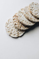 Crispbreads on white backround, healthy food