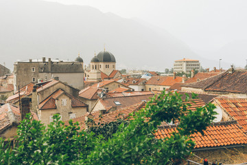 Fototapeta na wymiar aerial view of old town of kotor montenegro