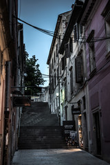 Narrow Alley With Stairs In The Night In Pula Croatia